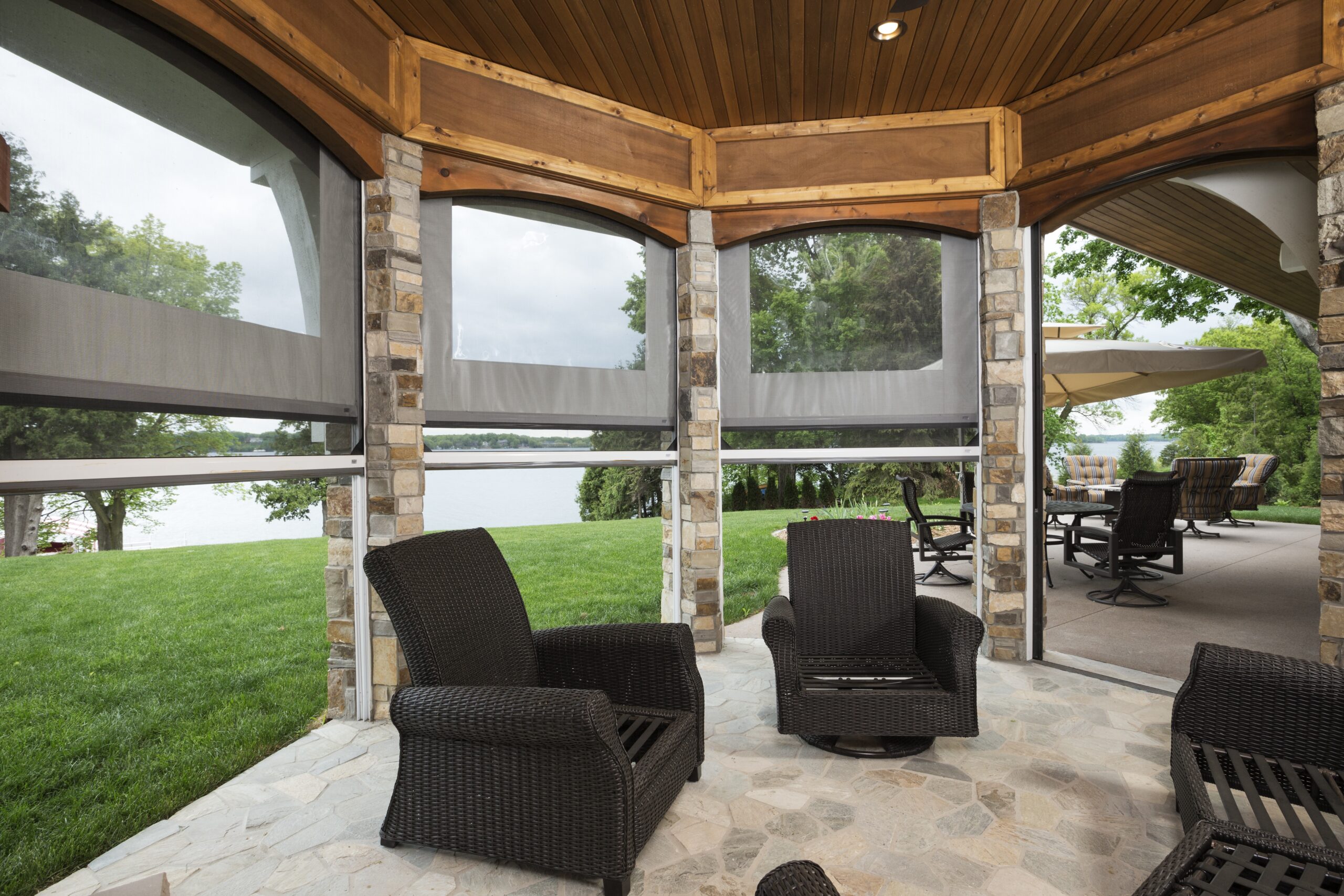 Phantom Screens with dual roller installed in an outdoor area of a home